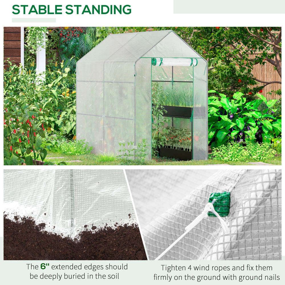 Outsunny White 6 x 4ft Walk In Steeple Grow House Image 7