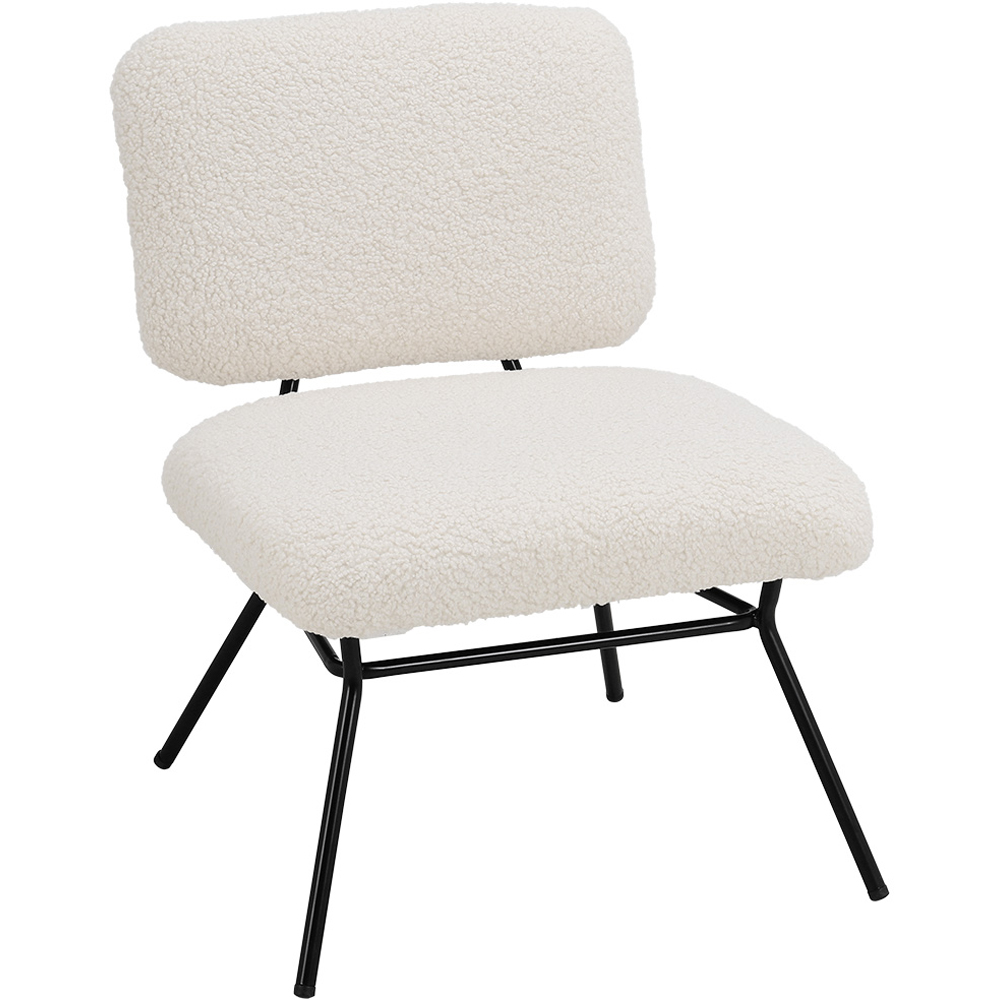 Living and Home Beige Faux Wool Accent Chair Image 2