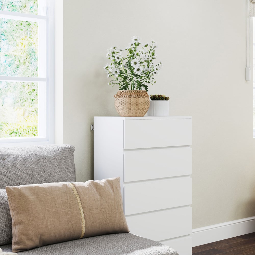 Portland 5 Drawer White Chest of Drawers Image 4
