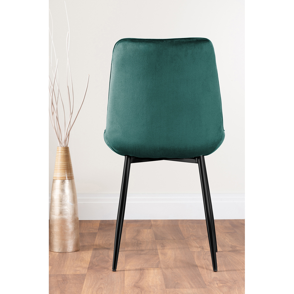 Furniturebox Cesano Set of 2 Green and Black Velvet Dining Chair Image 9
