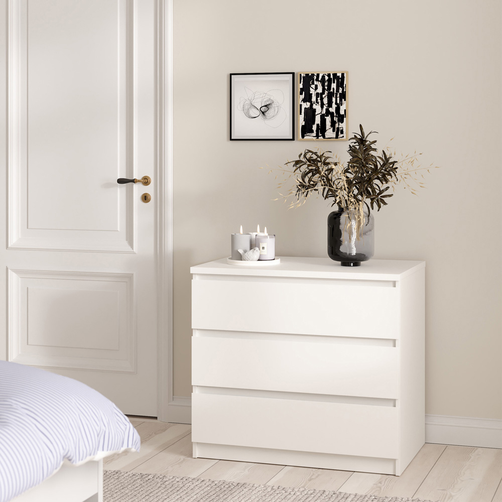 Florence Naia 3 Drawer White Chest of Drawers Image 6