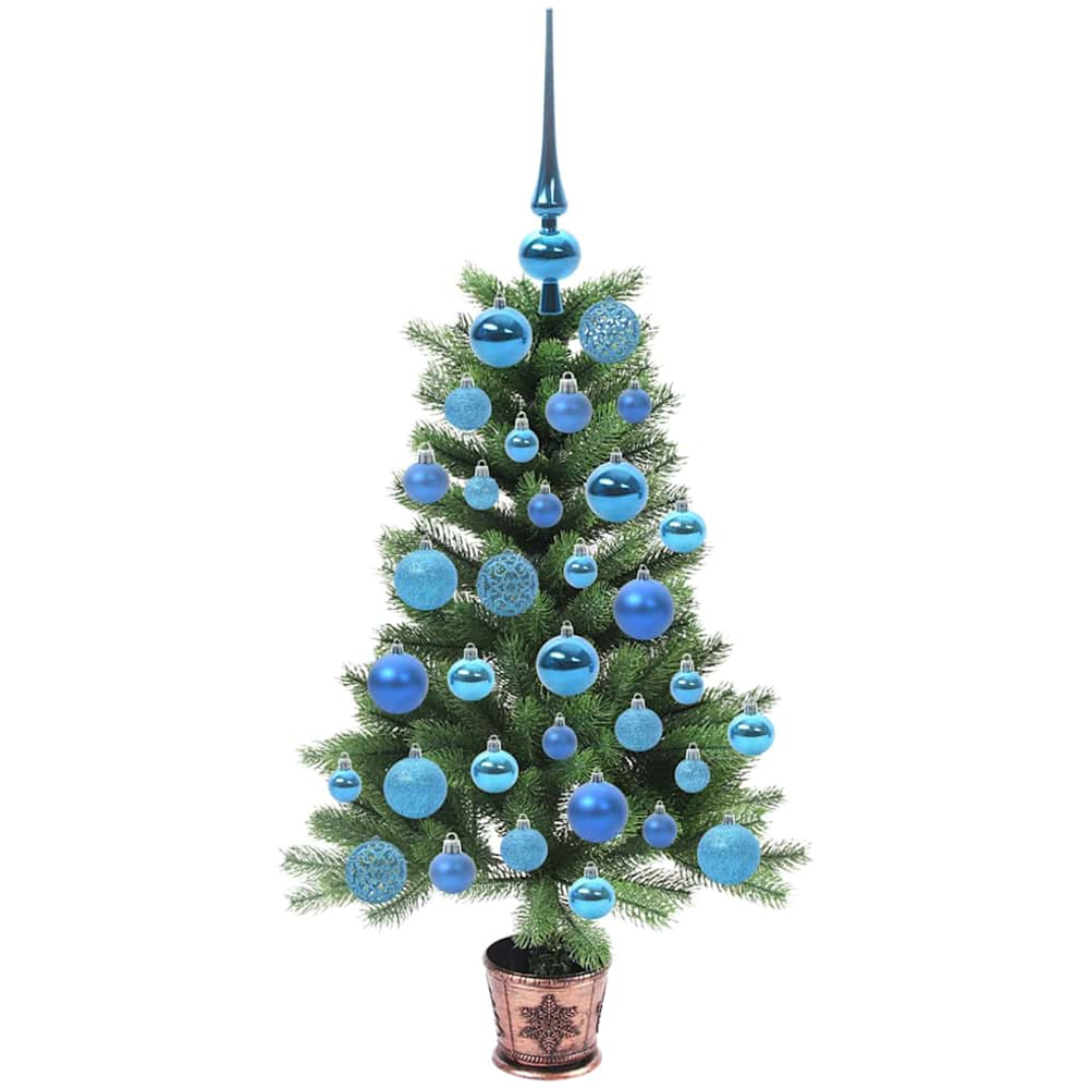 vidaXL Pre-Lit Blue Baubles Green Artificial Christmas Tree 3ft Image 4