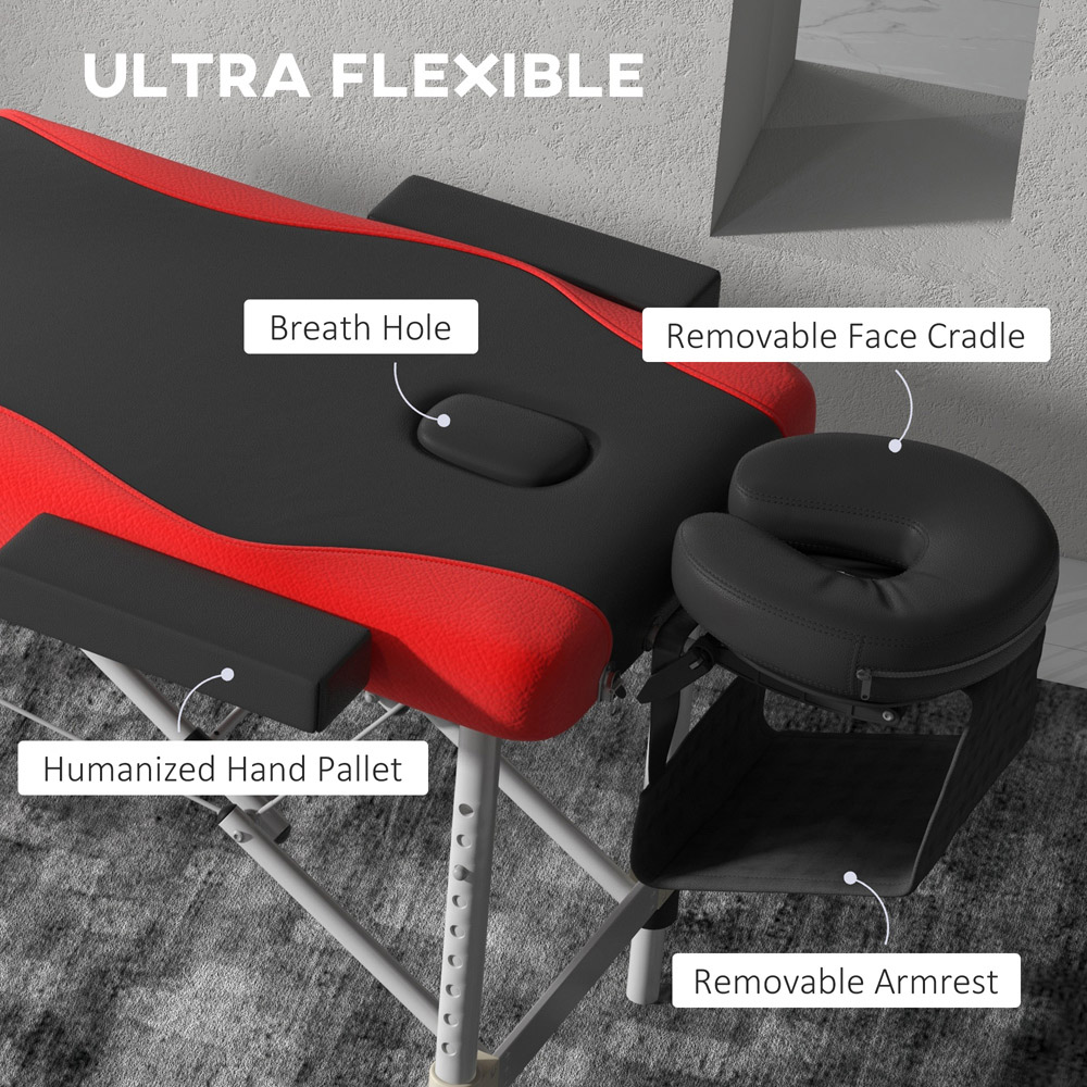Portland Black and Red Foldable Aluminium Massage Table Image 5
