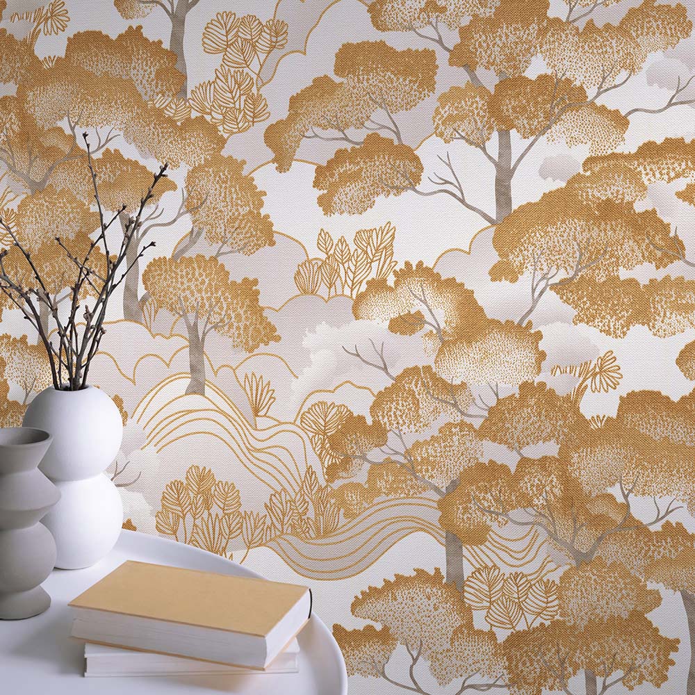 Elle Decoration Golden Grove Gold Vinyl Wallpaper by Erismann Image 4