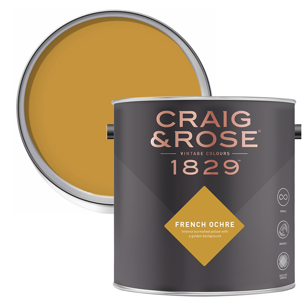 Craig & Rose Kitchen and Bathroom French Ochre Eggshell Paint 750ml Image 1