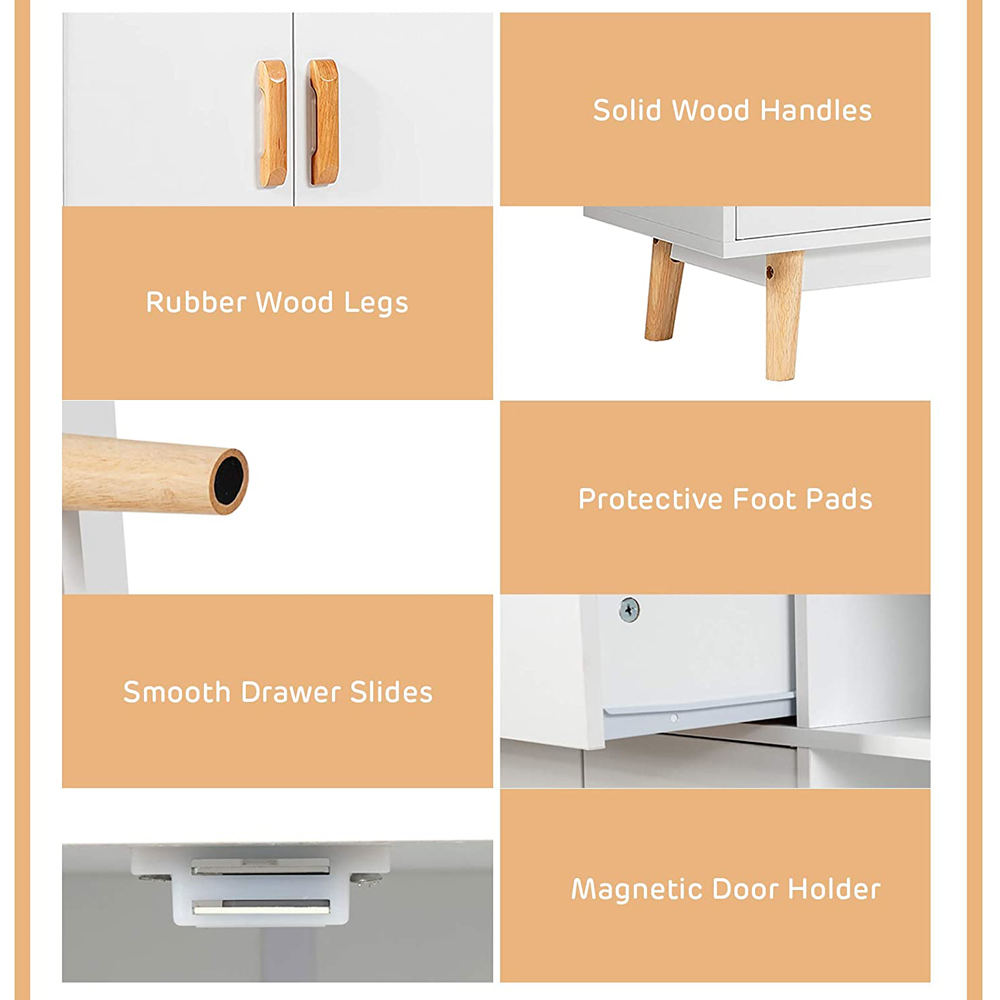 Costway 2 Door Single Drawer 3 Shelf White Storage Cabinet Image 8