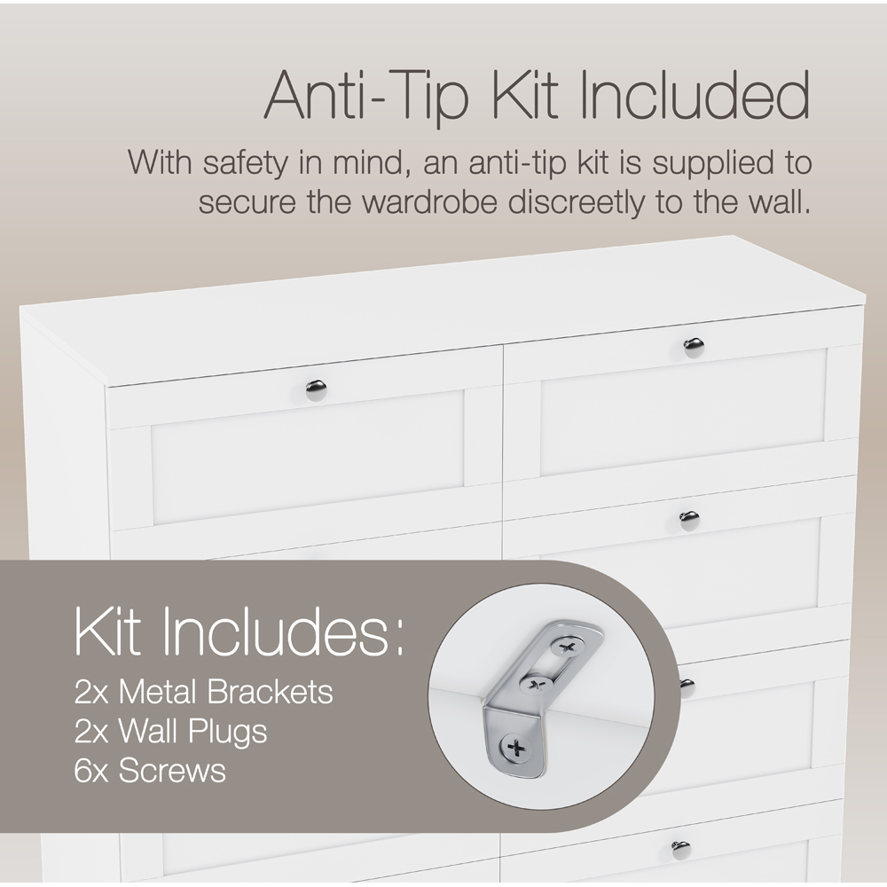 VIDA DESIGNS Altino 8 Drawer White Shaker-Style Chest of Drawers Image 8