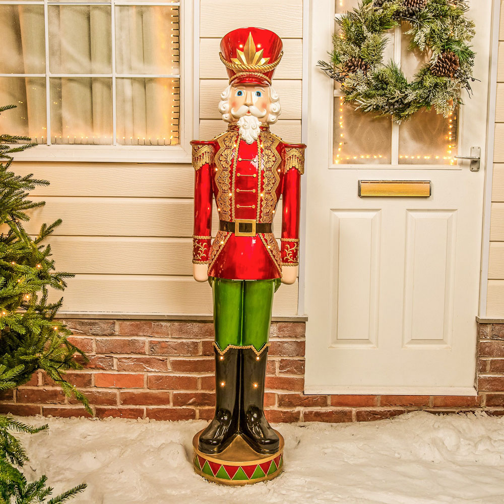 The Christmas Centre Red and Green LED Lights Traditional Nutcracker Soldier 5ft Image 2