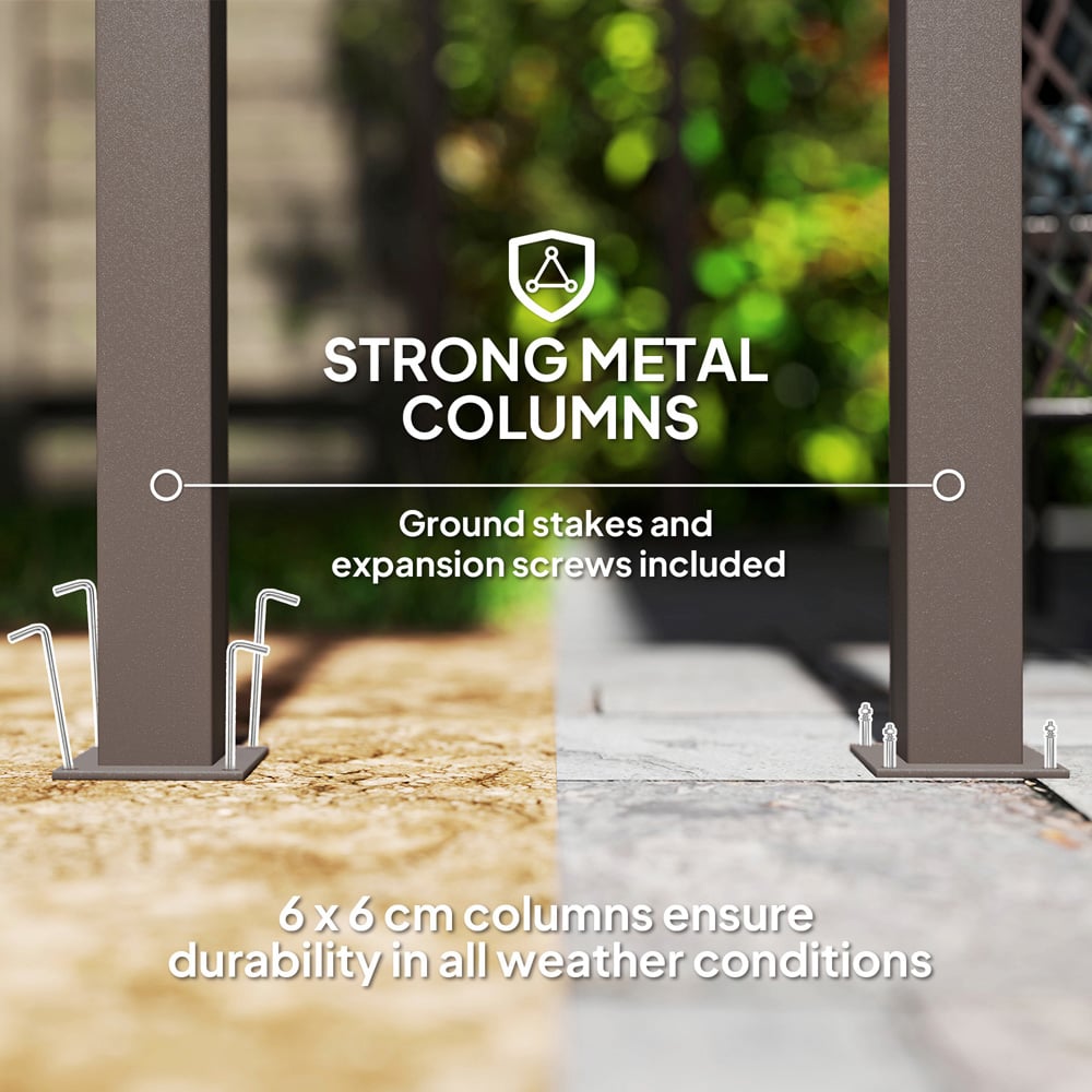 Outsunny 3 x 3m Dark Brown Metal Waterproof Pergola Image 7