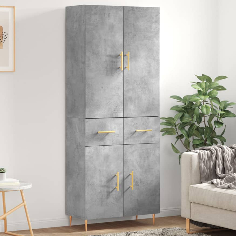 vidaXL 4 Door 2 Drawer Concrete Grey Highboard Image 1