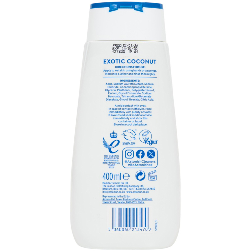 Astonish Coconut Shower Creme 400ml Image 2