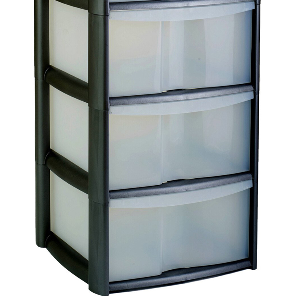 Black 4 Drawer Tower Storage Unit Image 3