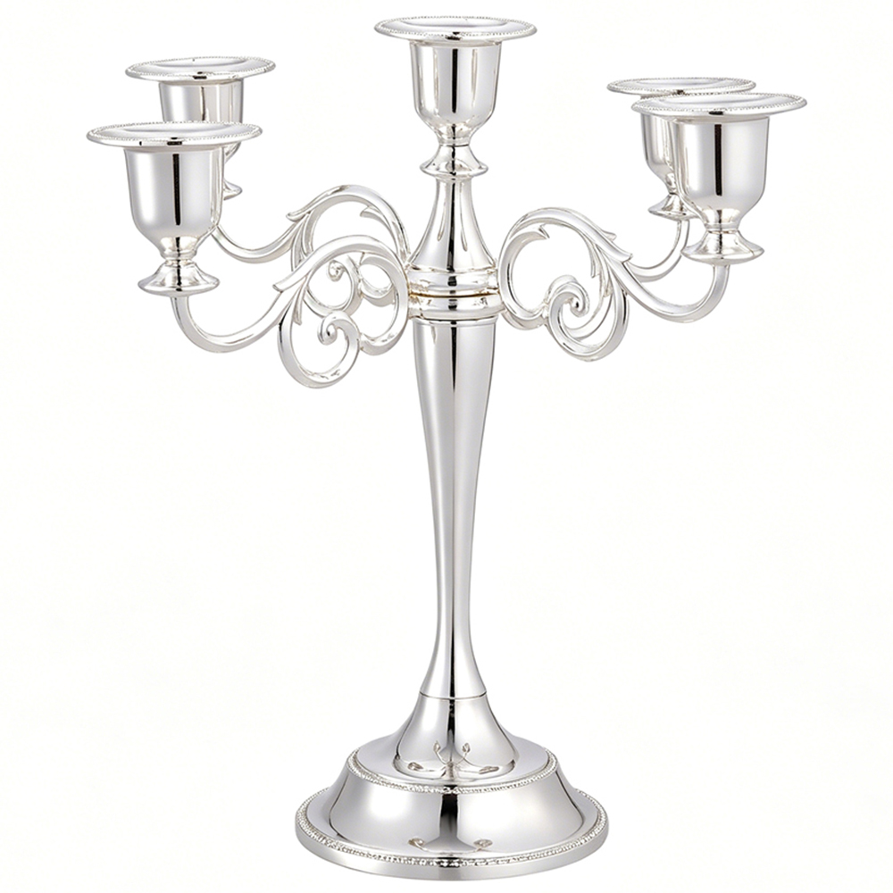 Living and Home 5-Arm Silvery Metal Swirl Candelabra Image 3