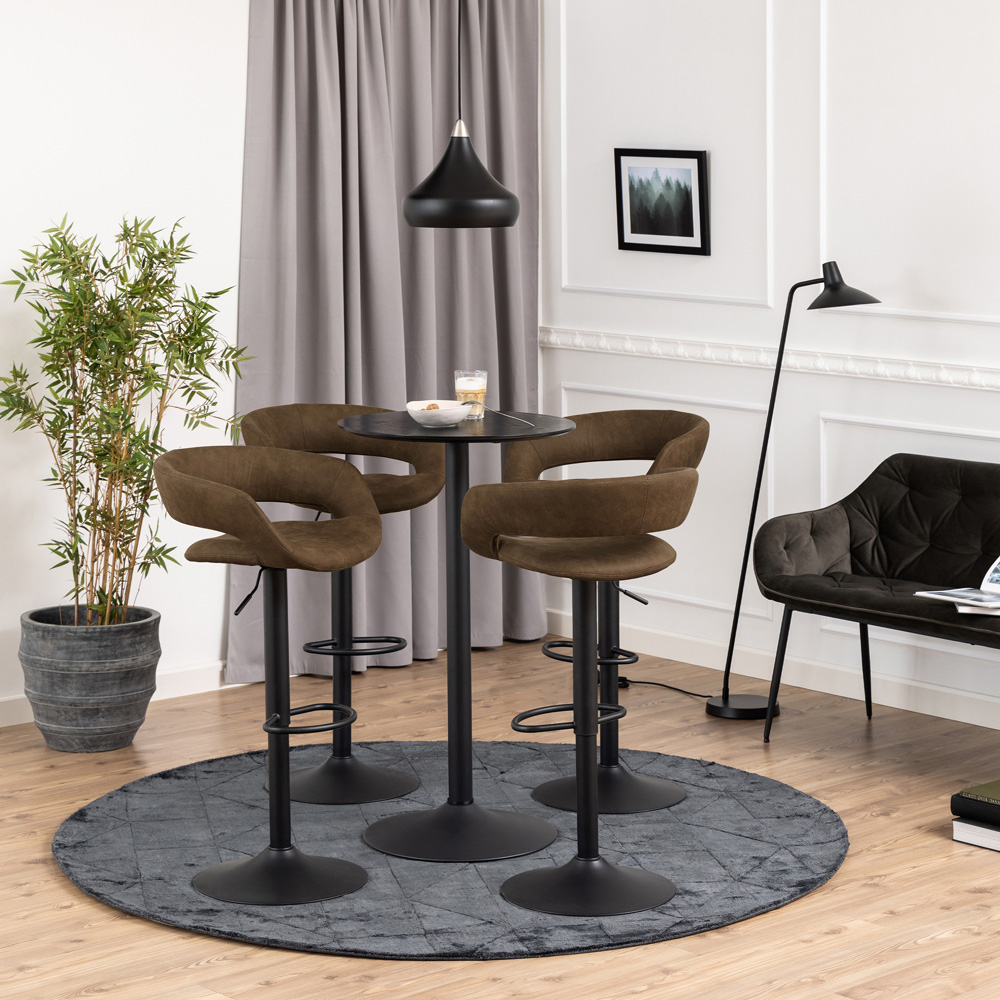 Florence Ibiza 4 Seater Tall Round Bar Table Black Ash and Matt Black Image 6