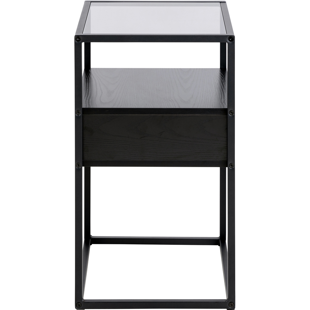 Florence Randolf Single Drawer Single Shelf Black Smoked Glass Bedside Table Image 4