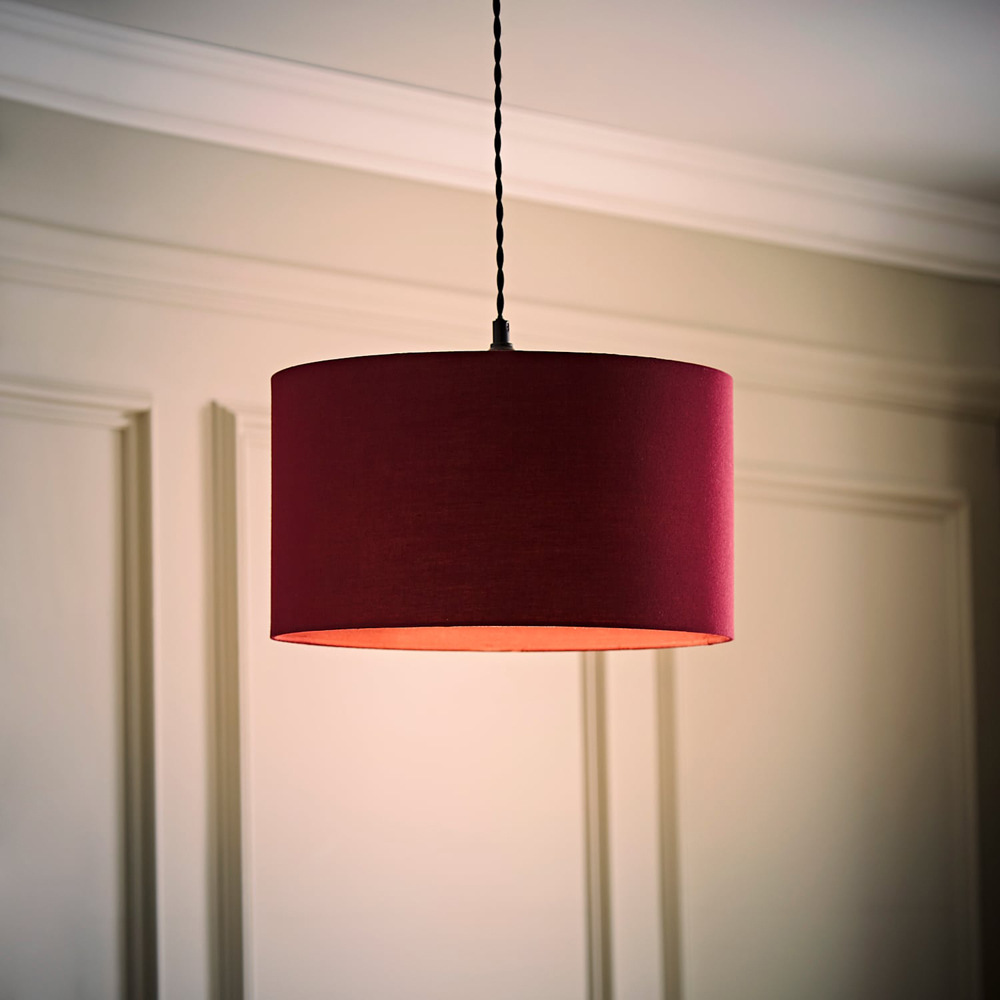 ValueLights Reni Plum Fabric Medium Drum Ceiling Lamp Shade Image 6
