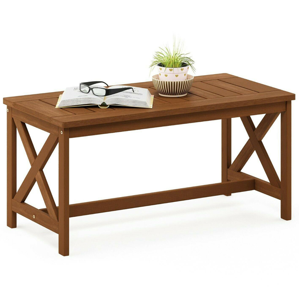 Walplus Tioman Natural X Leg Hardwood Coffee Table Image 4