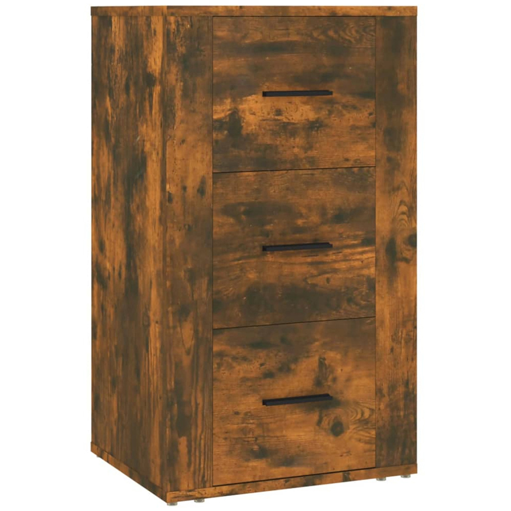 vidaXL 3 Drawer Smoked Oak Sideboard Image 2