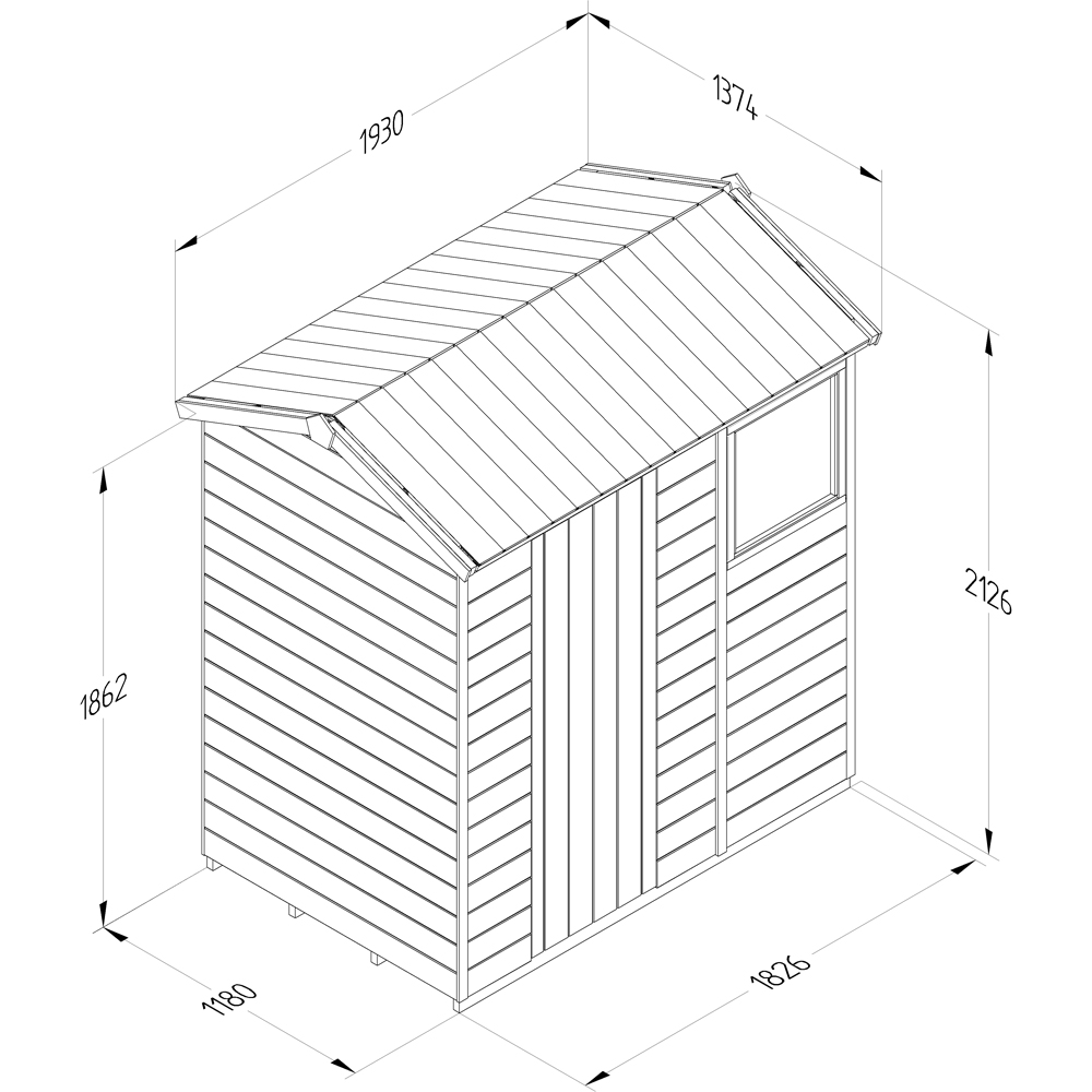 Forest Garden Timberdale 6 x 4ft Single Opening Reverse Apex Garden Shed Image 9