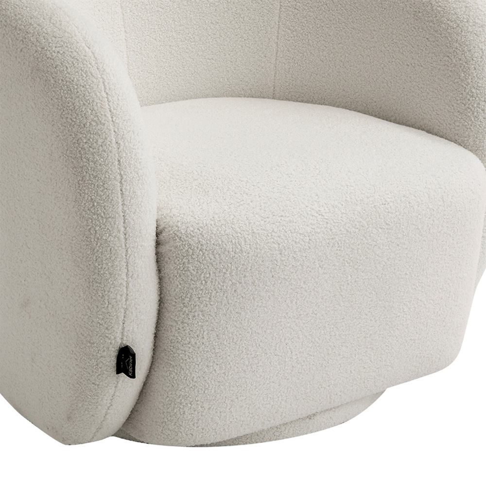 Living and Home White Teddy Fleece Swivel Upholstered Tub Chair Image 5