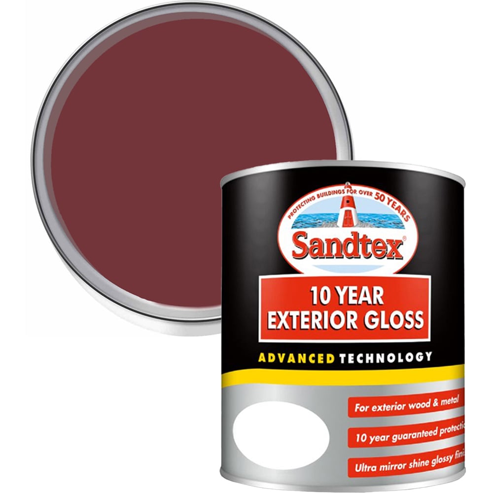 Sandtex Retail Classic Burgundy Gloss Exterior Paint 750ml Image 1