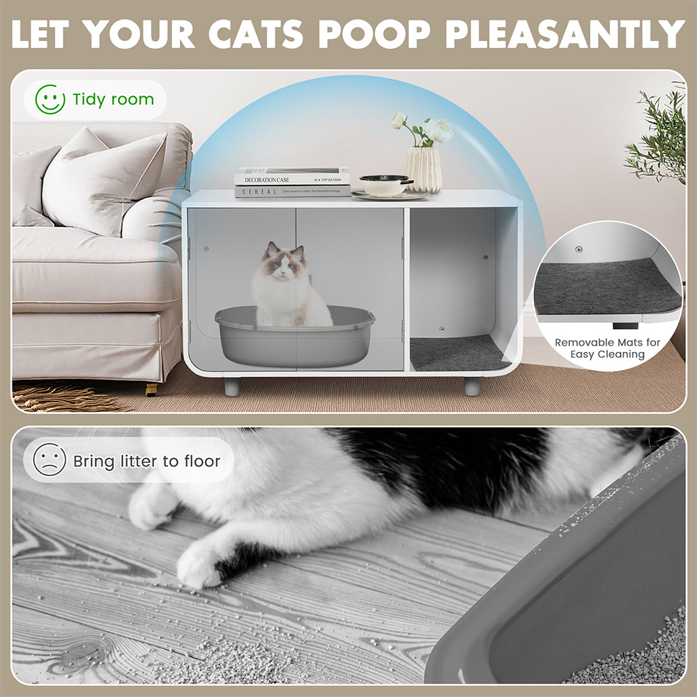 Costway 2 Door Single Shelf Cat Litter Box Enclosure Image 7