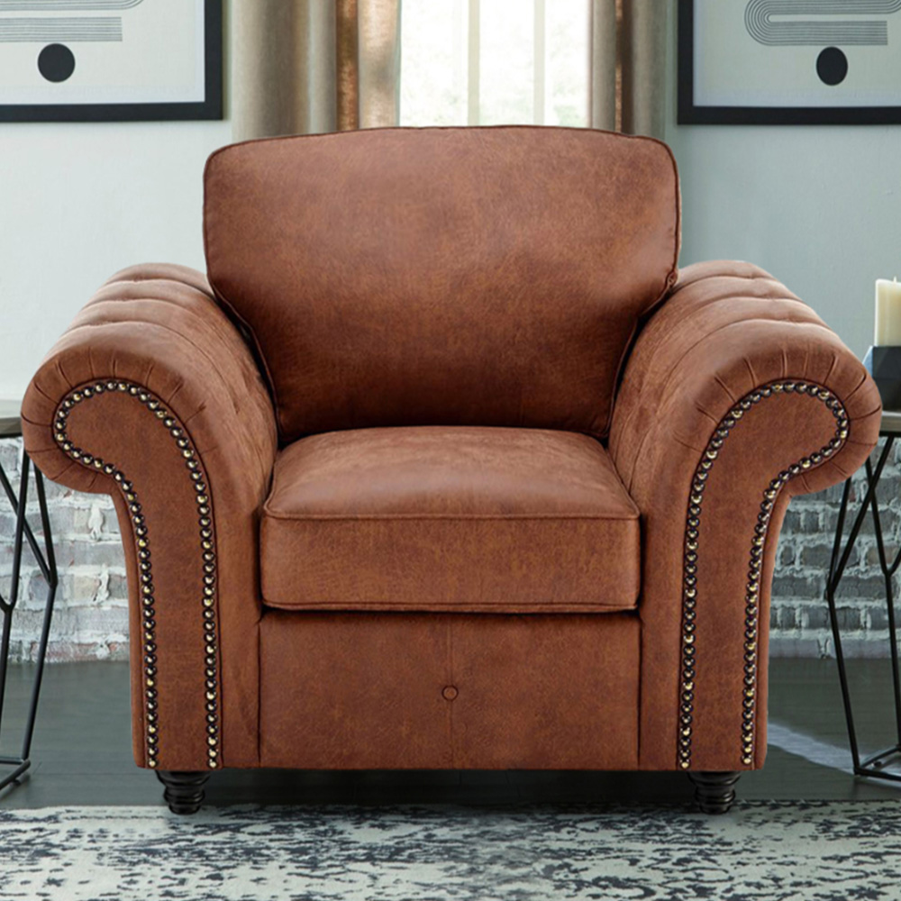 Portland Oakana Luxury Brown Leather Armchair Image 1