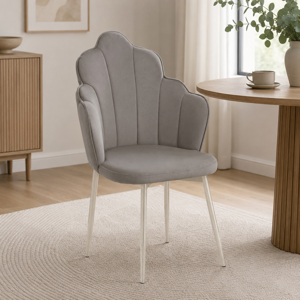 Premier Housewares Tian Grey Velvet Chair Image 3