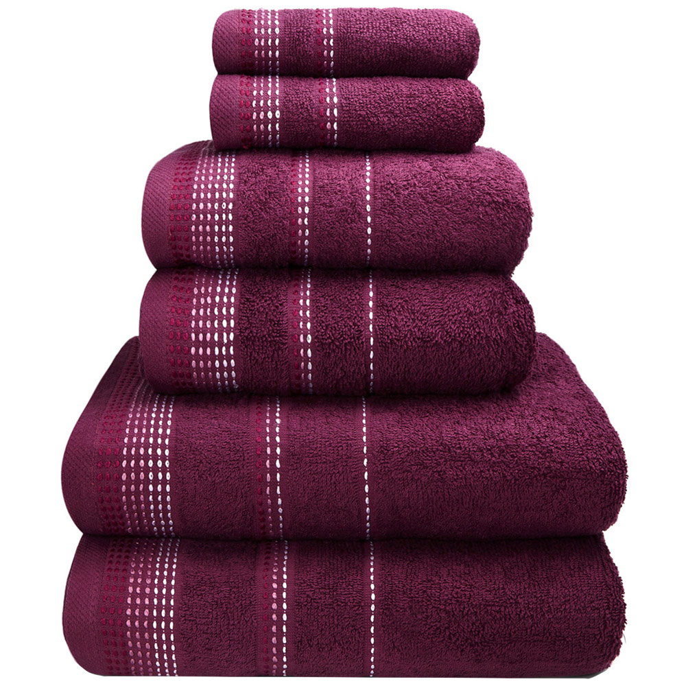 Rapport Home Berkley Purple Cotton Embroidered Towel Bundle Set of 6 Image 1