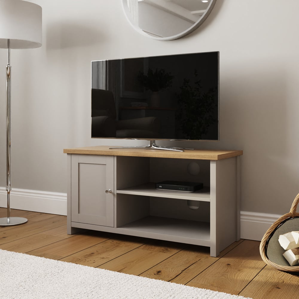 GFW Lancaster Single Door 2 Shelf Grey Small TV Cabinet Image 6