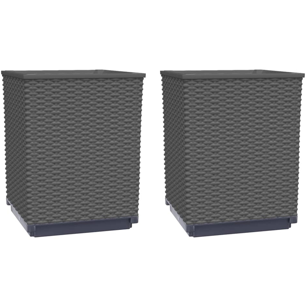 vidaXL Black Plastic Garden Planter 30 x 30 x 37cm 2 Pack Image 4