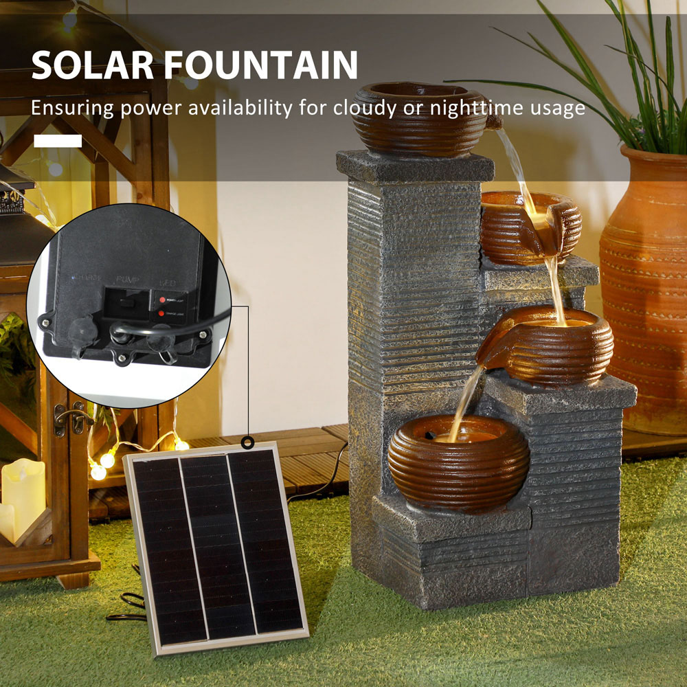 Outsunny 4 Tier Solar Powered LED Water Feature 58cm Image 5