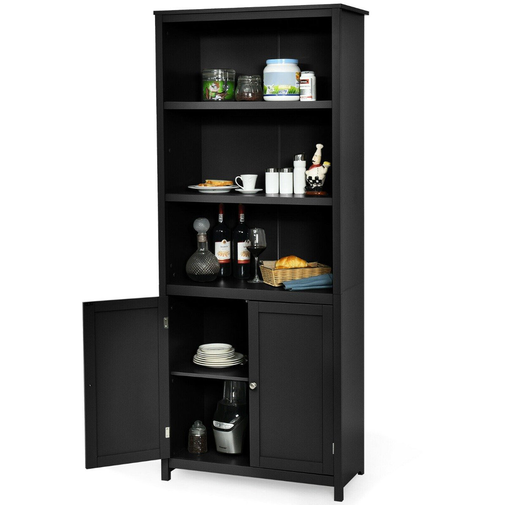 Costway 2 Door 3 Shelf Black Bookcase Image 3