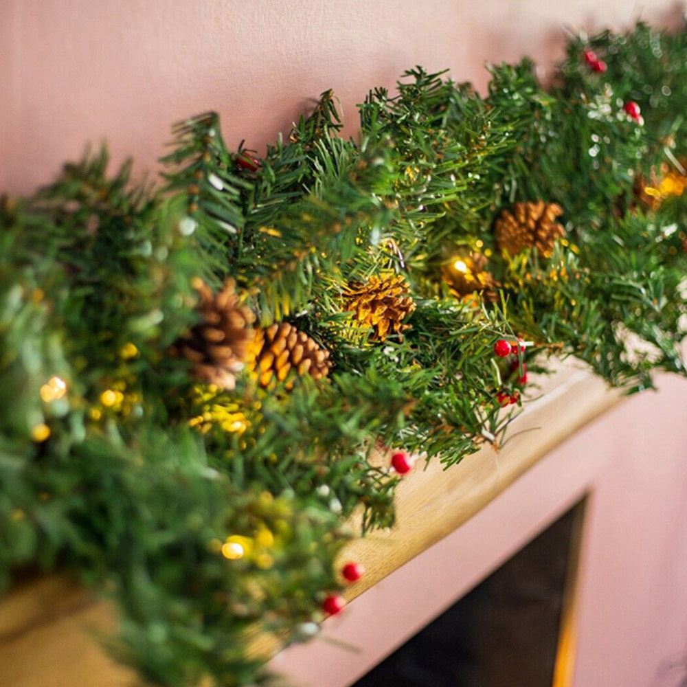 Marco Paul Warm White LED Christmas Garland with Pinecones and Berries 274cm Image 3