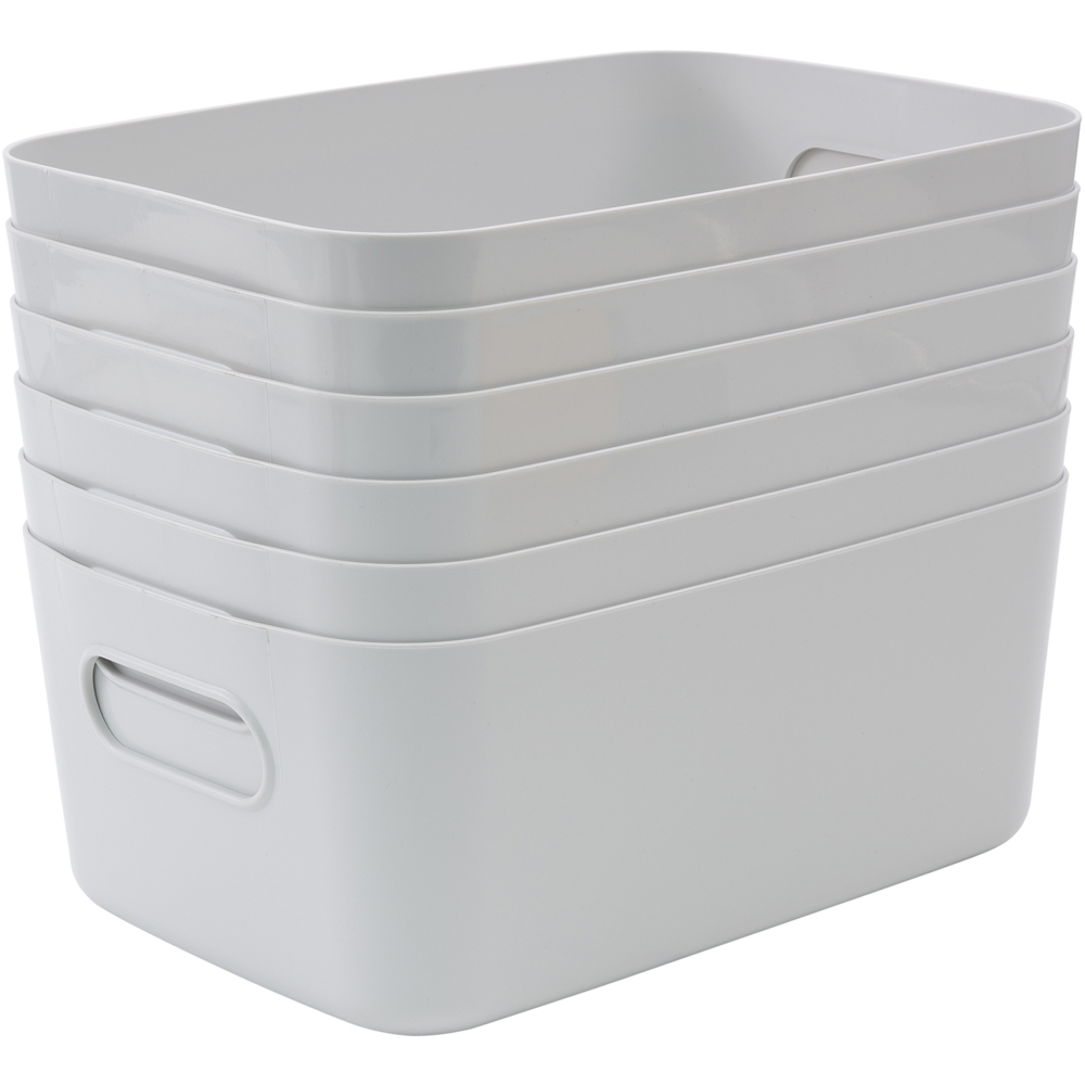 SA Products Grey Plastic Storage Basket Set of 6 Wilko