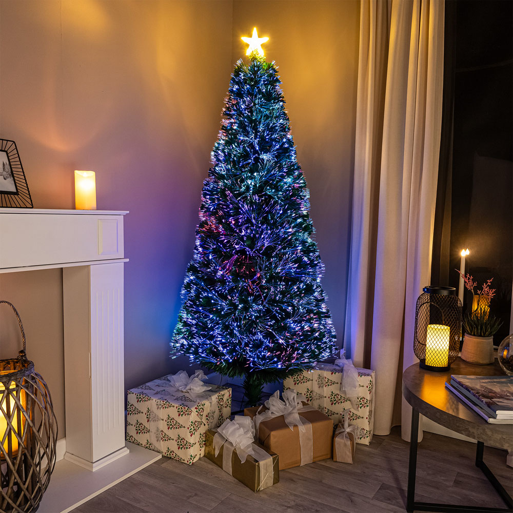 The Christmas Centre Warm White LED Green Fibre Optic Artificial Xmas Tree 7ft Image 7