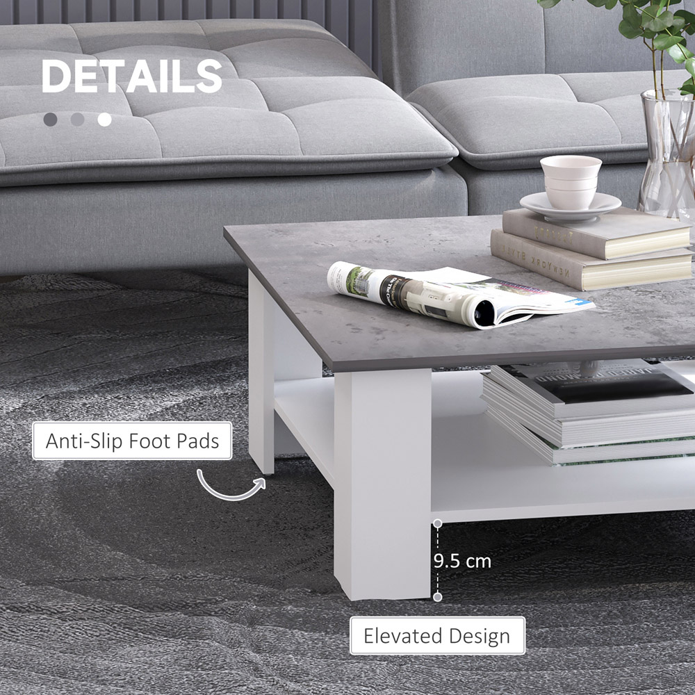 Portland 2 Tier Cement Grey Square Coffee Table Image 6