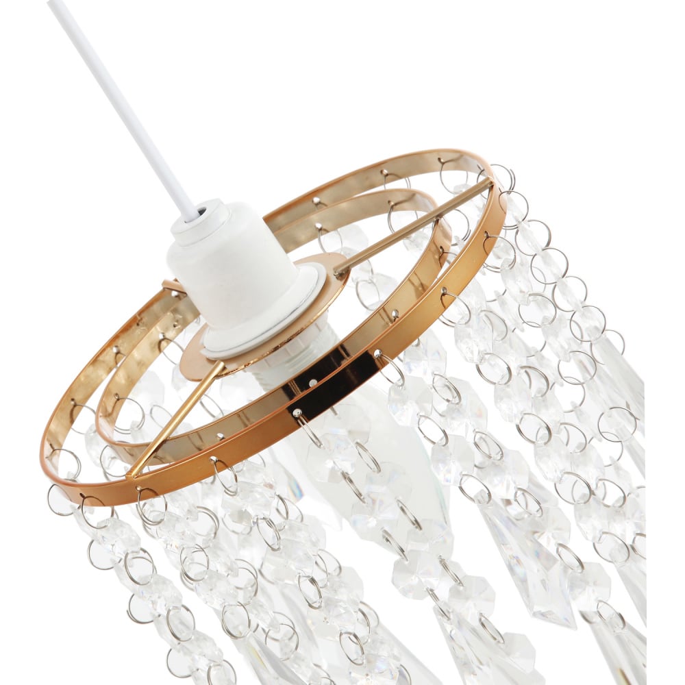 Happy Homewares Waterfall Design Gold Clear Acrylic Droplets and Beads Pendant Shade Image 4