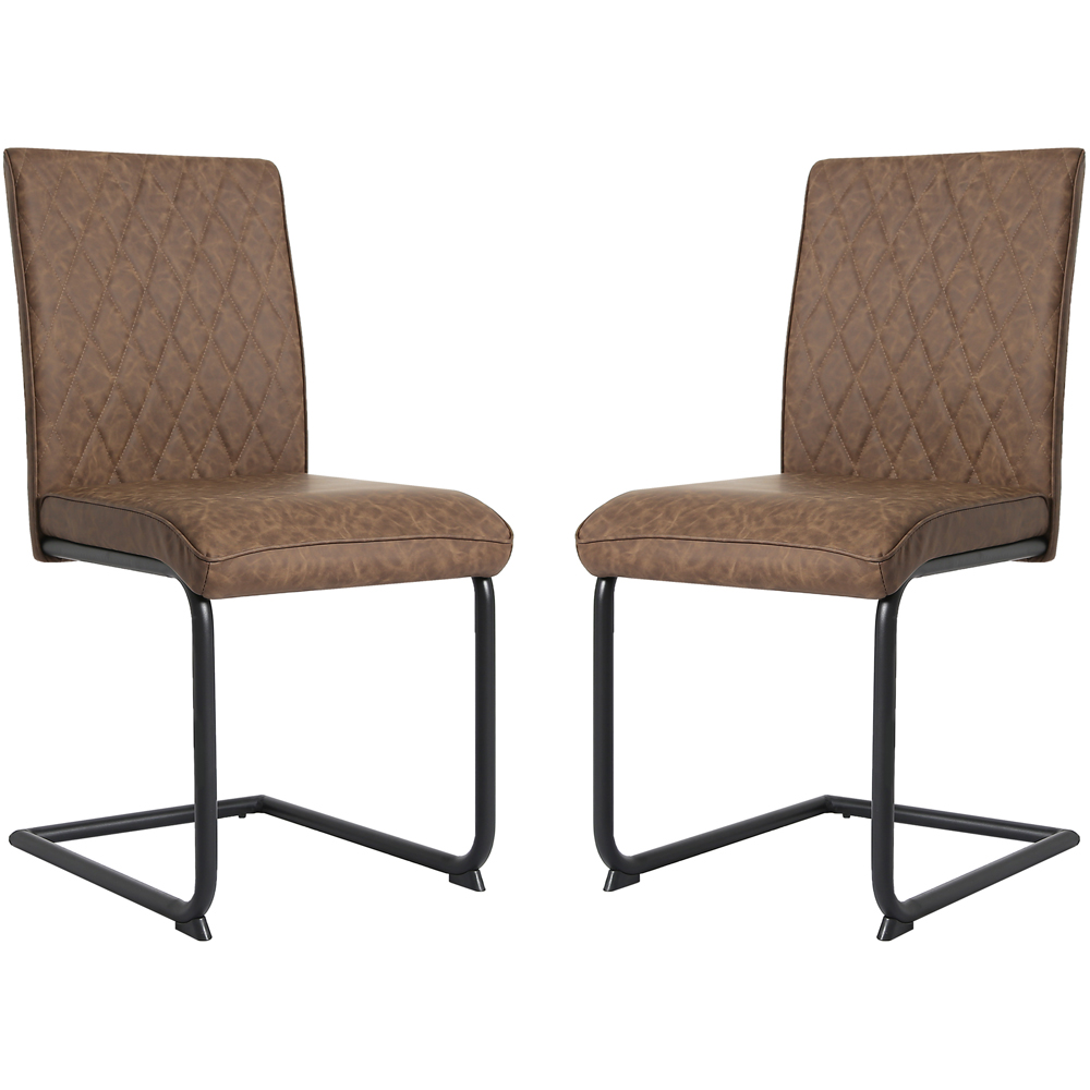Nestor Set of 2 Brown Industrial Dining Chair Image 5