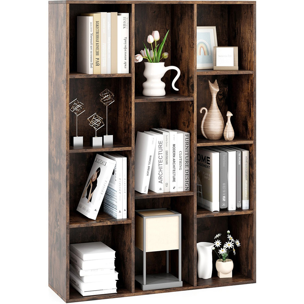Costway 11 Cube Rustic Brown Geometric Bookshelf Image 3