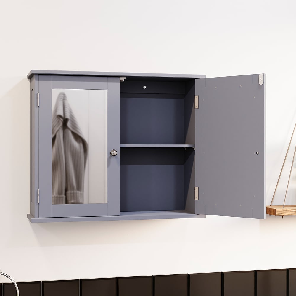 Bath Vida Priano 2 Mirrored Door Grey Wall Mounted Bathroom Cabinet Image 4