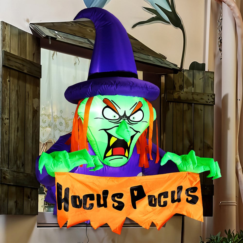 Living and Home Multicolour Inflatable LED Witch Halloween Decoration 3.6ft Image 7