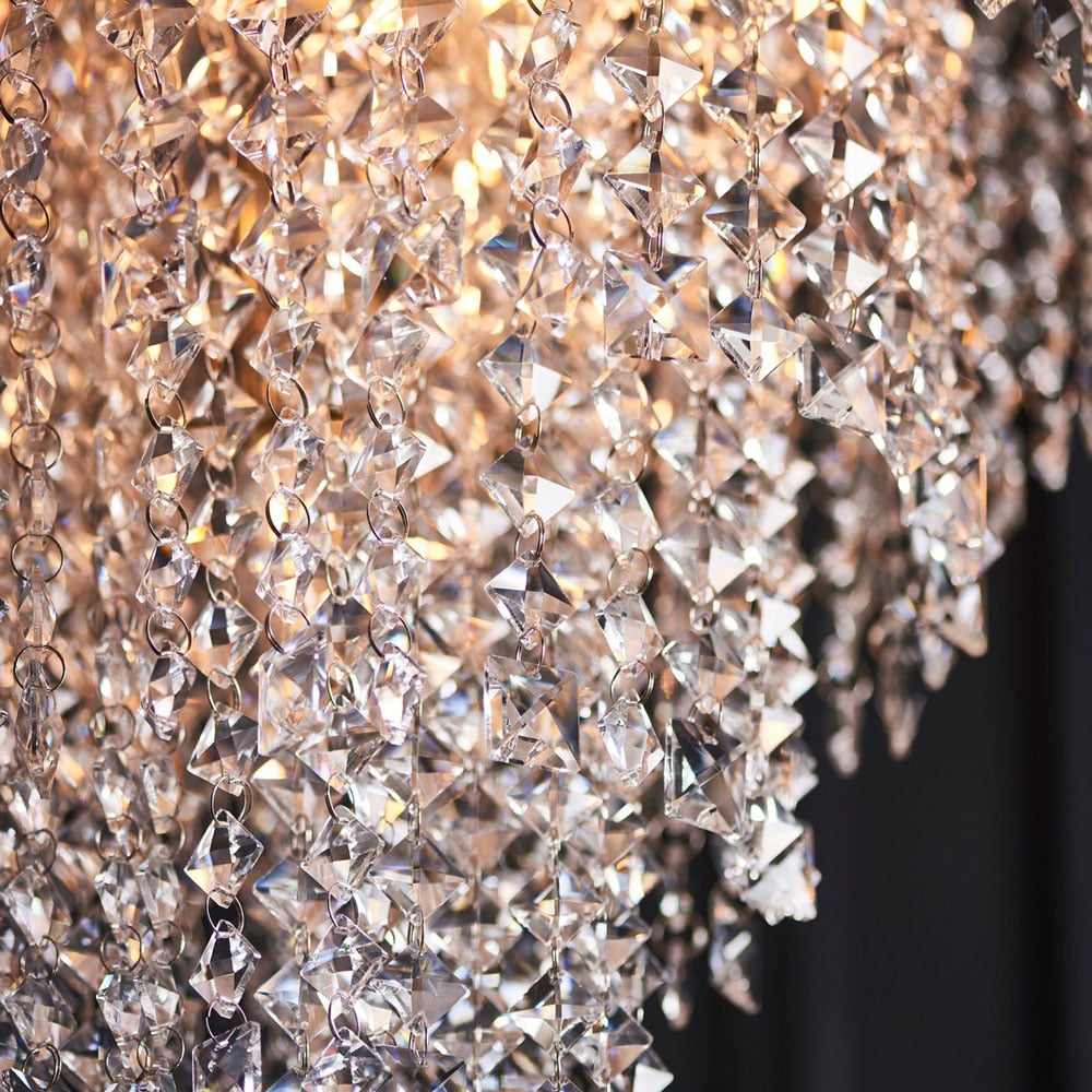 Merano Aversa Clear Crystal Glass Bright Nickel Plate Pendant Ceiling Light Image 4