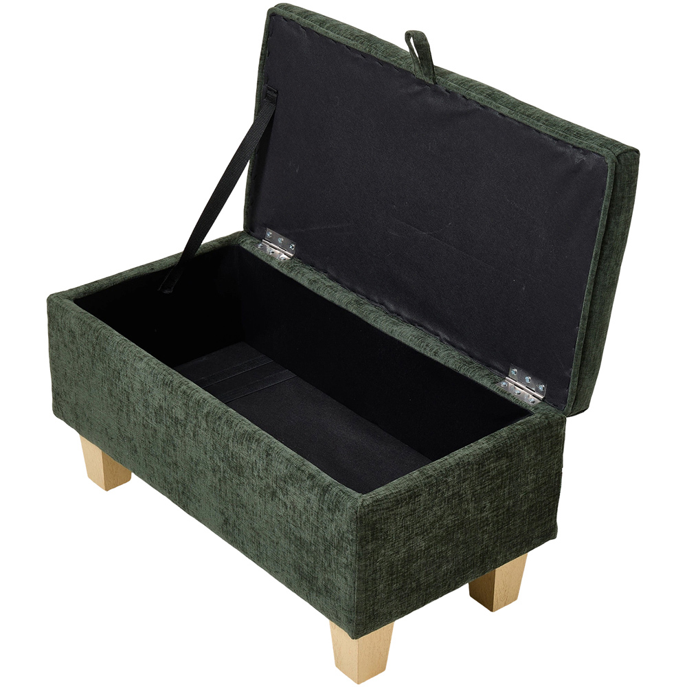 Living and Home Green Chenille Upholstered Storage Ottoman Image 2