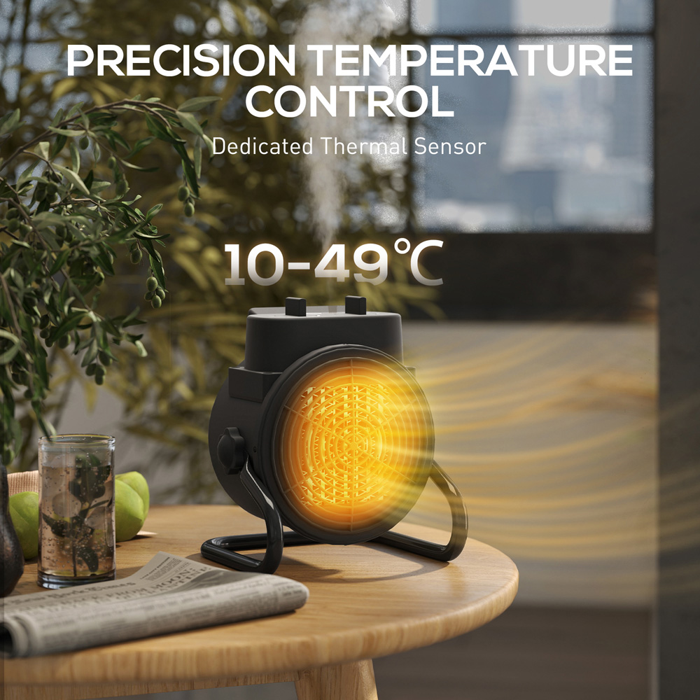 HOMCOM Black Portable Ceramic Electric Fan Space Heater 1500W Image 6