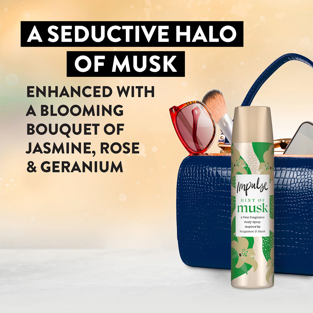 Impulse Hint of Musk Long Lasting Everyday Fragrance Body Spray Deodorant 75ml 6 Pack Image 5