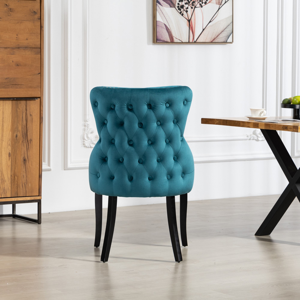 Artemis Home Palata Set of 2 Teal Velvet Fabric Dining Chair Image 4