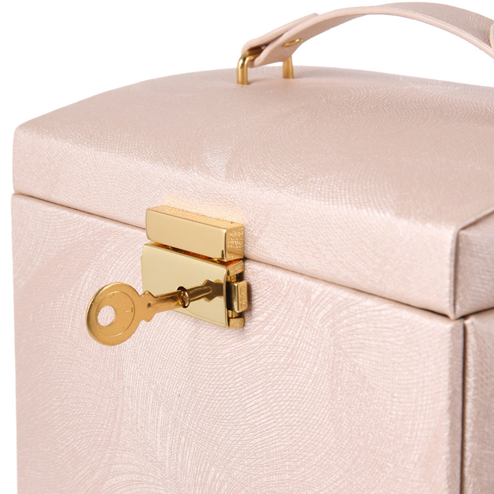 H&O Direct 2 Drawer Pink Faux Leather Jewellery Box Image 5