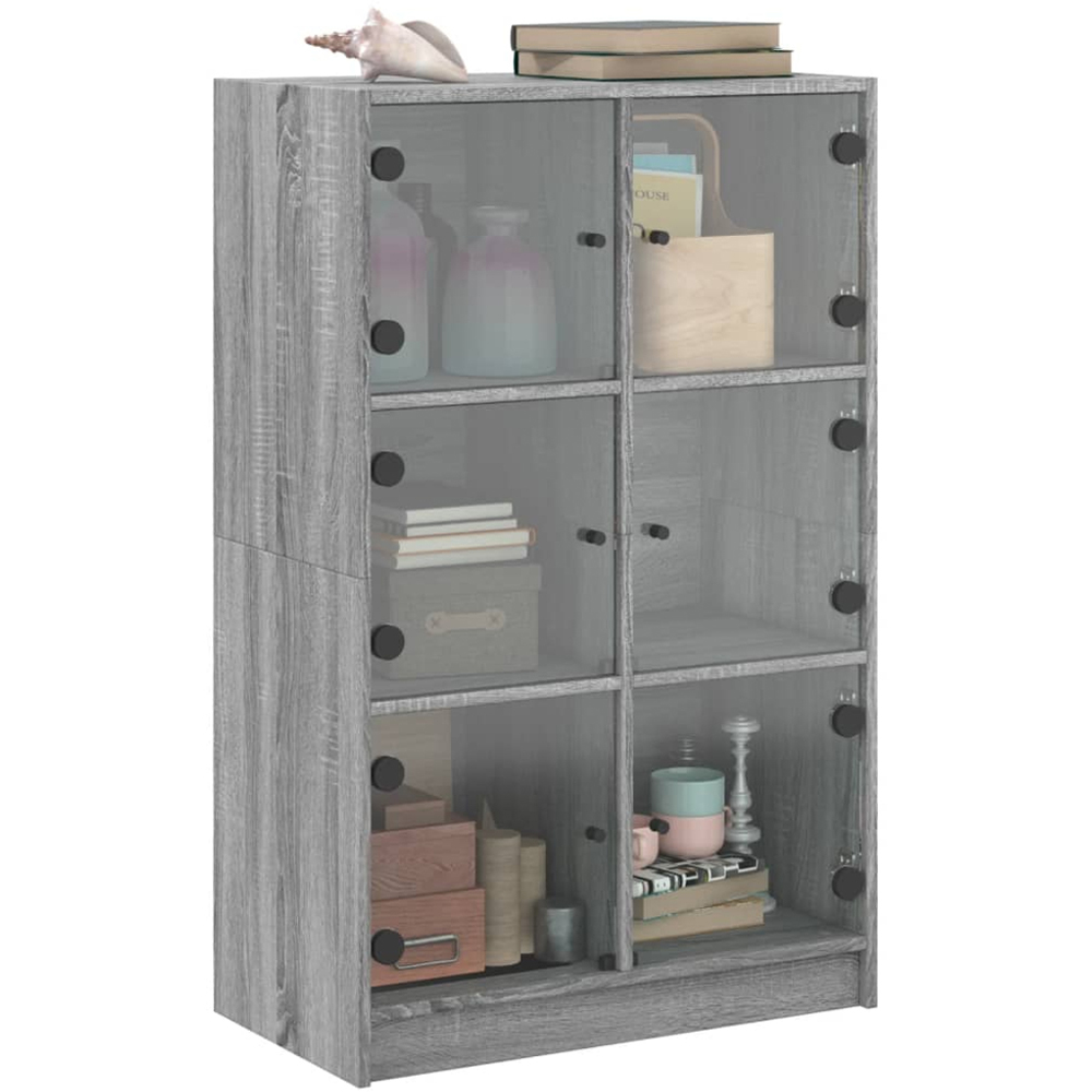 vidaXL 2 Glass Door Grey Sonoma Highboard Image 5