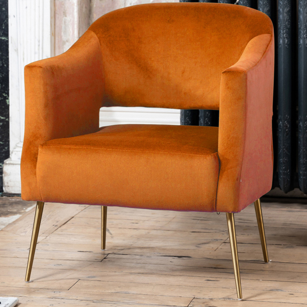Artemis Home Hobson Orange Velvet Accent Chair Image 1